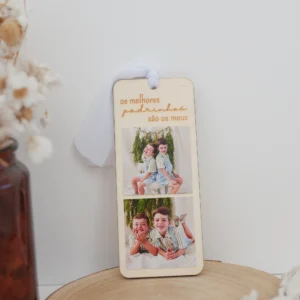 Moldura vertical em madeira 6x15 — os melhores padrinhos são os meus